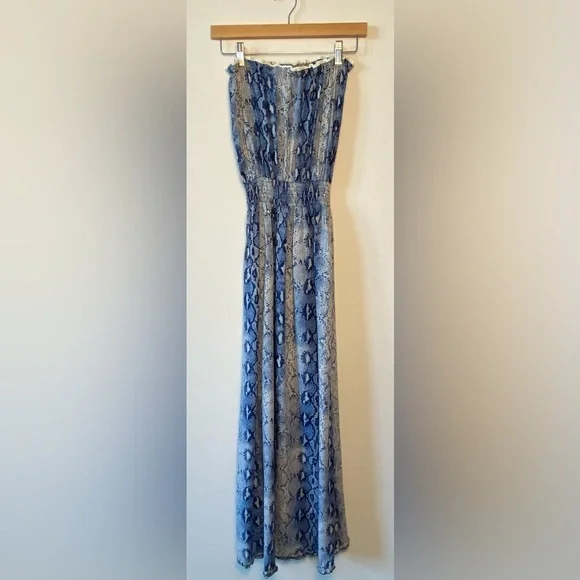 SURF GYPSY BLUE SNAKE SKIN PRINT MAXI DRESS‎ SIZE SMALL - Picture 3 of 9